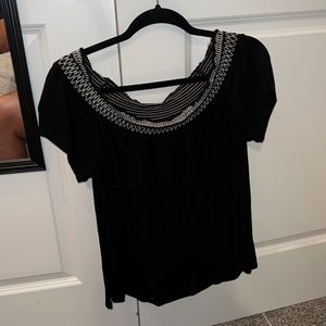 Black off the shoulder blouse